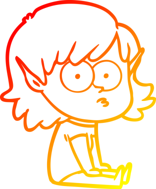 Bir insan tarafından çizilmiş, çizgi film karakteri bir elf kızı çizimi.