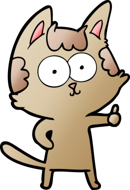 Bir insan tarafından çizilmiş mutlu çizgi film kedisi.