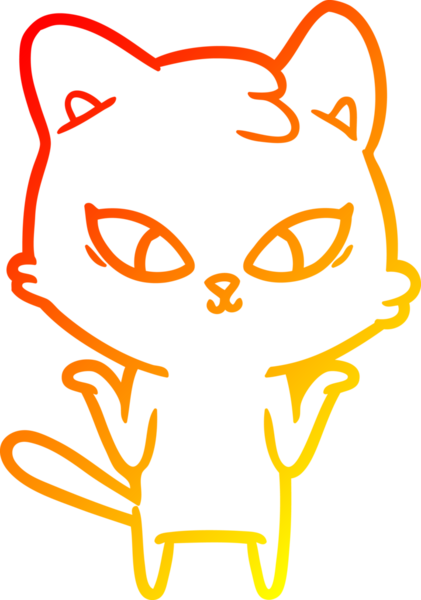 Bir insan tarafından çizilmiş sevimli bir çizgi film kedisinin sıcak çizgi çizgisi.
