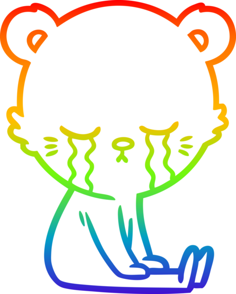 Bir insan tarafından çizilmiş ağlayan çizgi film ayısının çizimi.