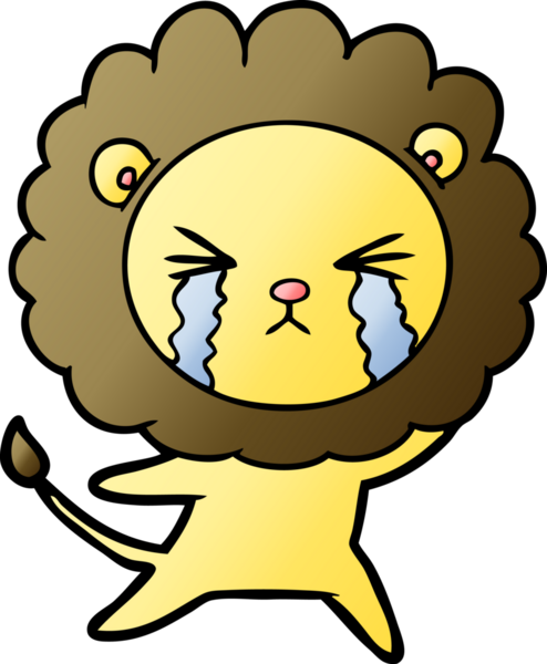 Bir insan tarafından çizilmiş ağlayan bir aslan.