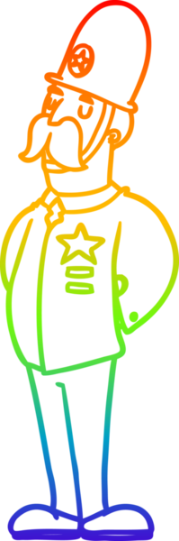 Gökkuşağı gradyan çizgisi bir insan tarafından çizilmiş bir çizgi polis.