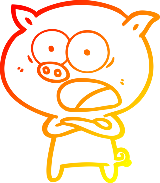 Bir insan tarafından çizilmiş bağıran çizgi film domuzu çizimi.