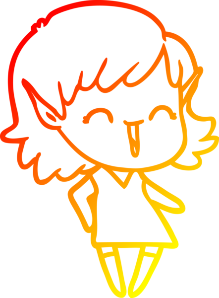 Bir insan tarafından çizilmiş çizgi film karakteri bir elf kızı çizimi