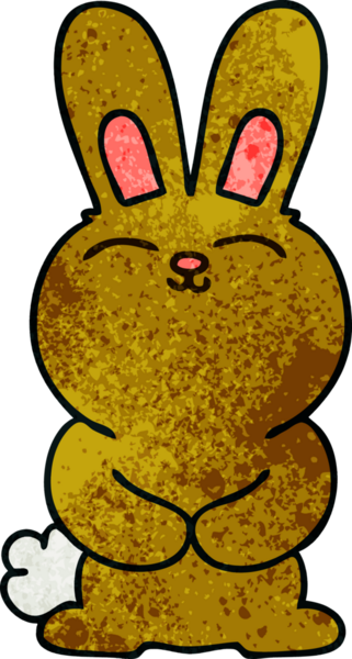 Bir insan tarafından çizilmiş garip çizgi film tavşanı.