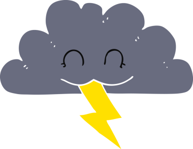 Bir insan tarafından çizilmiş fırtına bulutunun düz renk çizimi