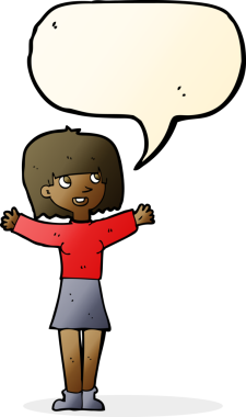 Bir insan tarafından çizilmiş konuşma balonu olan heyecanlı bir karikatür.