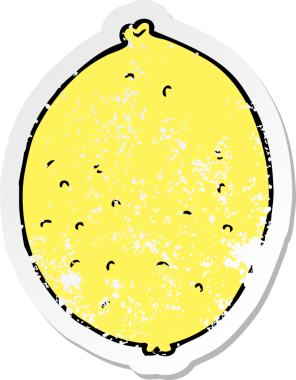 Bir insan tarafından çizilmiş karikatür limonunun sıkıntılı çıkartması