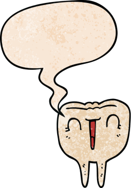 Bir insan tarafından çizilmiş eski tarz konuşma baloncuğu olan çizgi film mutlu dişi.