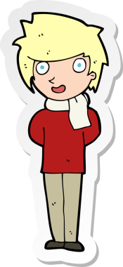 Bir insan tarafından çizilmiş, karikatür dostu bir adamın çıkartması.