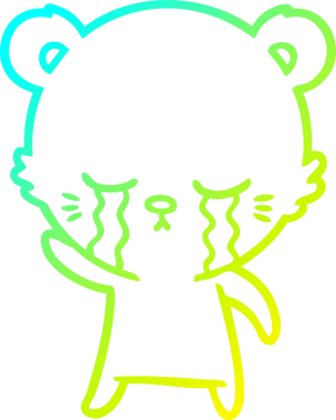 Bir insan tarafından çizilmiş ağlayan çizgi film ayısının soğuk gradyan çizgisi.