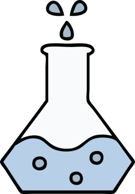 Bir insan tarafından çizilmiş bilimsel bir deneyin sevimli karikatürü.