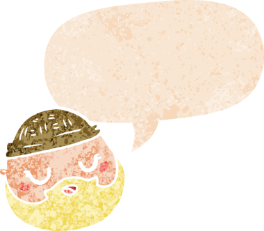 çizgi film erkek yüzü sakallı, grunge 'da konuşma baloncuğu olan bir insan tarafından çizilmiş desenli derili bir insan.