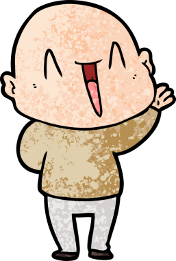 Bir insan tarafından çizilmiş mutlu, kel adam.