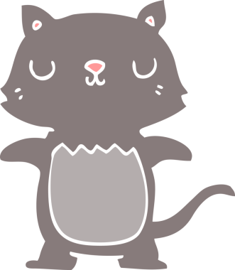 Bir insan tarafından çizilmiş düz renkli çizgi film kedisi