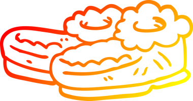 Bir insan tarafından çizilmiş eski terliklerin sıcak çizgi çizimi