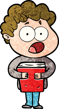 Bir insan tarafından çizilmiş bir karikatür adamı şaşkınlıkla nefes nefese kaldı.