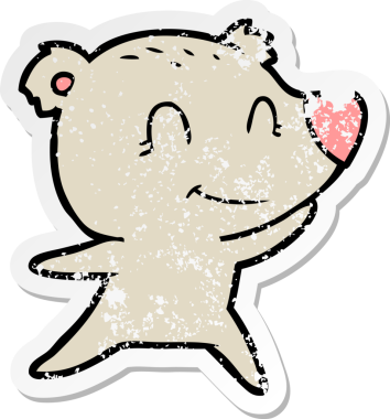 Bir insan tarafından çizilmiş dost canlısı bir ayı çizgi filminin sıkıntılı çıkartması.