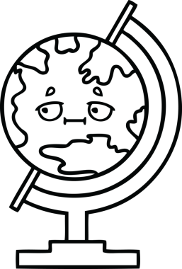 Bir insan tarafından çizilmiş dünyanın karikatürü.