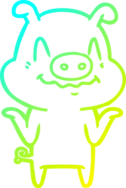 Bir insan tarafından çizilmiş bir domuz çizgi filminin soğuk gradyanı.