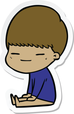 Bir insan tarafından çizilmiş kendini beğenmiş bir çocuğun çıkartması.