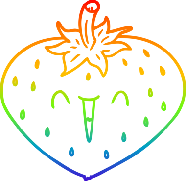 Bir insan tarafından çizilmiş mutlu bir çilek çizgi filminin gradyanı.