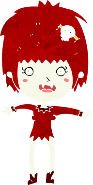 Bir insan tarafından çizilmiş vampir kız çizgi filmi.