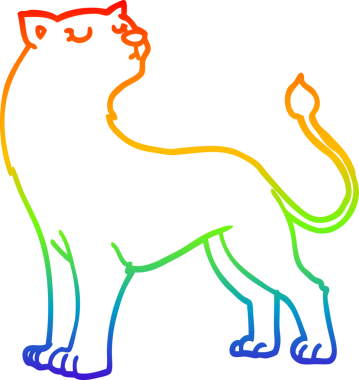 Gökkuşağı gradyan çizgi çizimi Bir insan tarafından çizilmiş bir dişi aslan