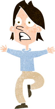 Bir insan tarafından çizilmiş panikleyen bir karikatür.