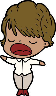 Bir insan tarafından çizilmiş bir karikatür kadın konuşuyor.