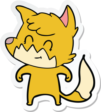 Bir insan tarafından çizilmiş bir çizgi film tilkisinin çıkartması.