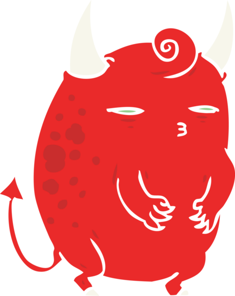 Bir insan tarafından çizilmiş düz renkli bir cadılar bayramı karikatürü.