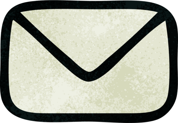 Bir insan tarafından çizilmiş kağıt zarfın retro grunge desen karikatürü.