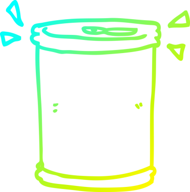 Bir insan tarafından çizilen karikatür soda kutusunun soğuk gradyan çizgisi.