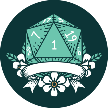 Bir insan tarafından çizilen bir d20 zar atma ikonu