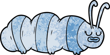 Bir insan tarafından çizilmiş komik çizgi film böceği.