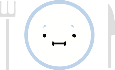 Bir insan tarafından çizilmiş yemek tabağının düz renkli retro karikatürü