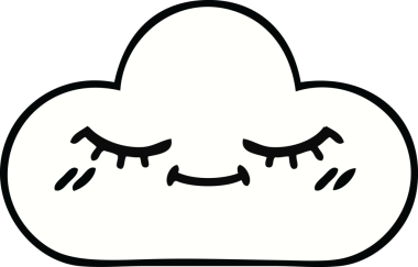 Bir insan tarafından çizilmiş beyaz bir bulutun sevimli karikatürü.