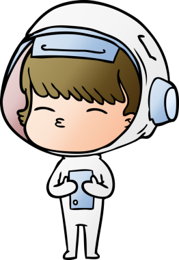 Bir insan tarafından çizilmiş meraklı astronot çizgi filmi.