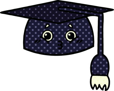 Bir insanın çizdiği mezuniyet şapkasının çizgi filmi.