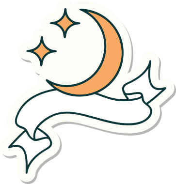 Bir ay bayrağı ve bir insan tarafından çizilmiş yıldızlı dövme stili.