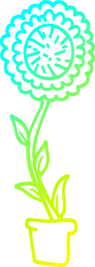 Bir insan tarafından çizilmiş bir çiçek saksının soğuk gradyan çizgisi.