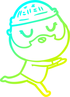 Bir insan tarafından çizilmiş sakallı bir çizgi film karakteri.