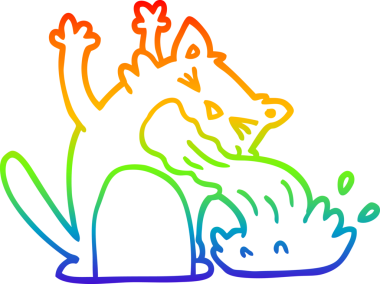 Bir insan tarafından çizilmiş hasta bir kedinin çizdiği gökkuşağı gradyanı çizimi