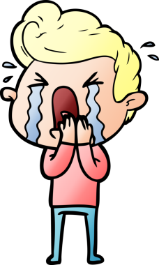 Bir insan tarafından çizilmiş ağlayan bir karikatür.