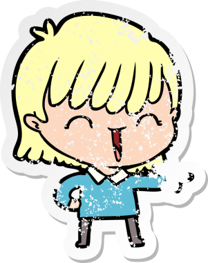 Bir insan tarafından çizilmiş karikatür bir kadının sıkıntılı çıkartması.