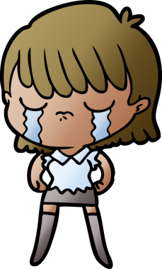 Bir insan tarafından çizilmiş ağlayan çizgi film kadını.