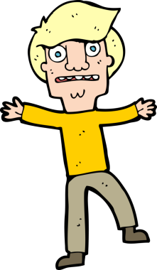 Bir insan tarafından çizilen panikleyen çizgi film çocuğu.