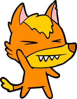 Bir insan tarafından çizilmiş tilki çizgi film karakteri