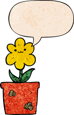 Bir insan tarafından çizilmiş eski moda konuşma baloncuklu çizgi film bitkisi.